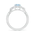 thumbnail image 2 of ANGARA Natural Oval 1 ct Aquamarine Twisted Vine Ring with Diamond Halo in 14K White Gold for Women (Size-8x6mm) | March Birthstone, Anniversary, Jewelry Gift for Women | Natural Aquamarine Ring, 2 of 10