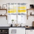 thumbnail image 2 of Yellow Grey Kitchen Curtains Small Short 39 Inch Length, Vintage Farmhouse Abstract Oil Painting Grommet Top Bedroom Living Room Curtains, Light Filtering Cafe Curtain Drapes 2 Panels Set 55''x39'', 2 of 9