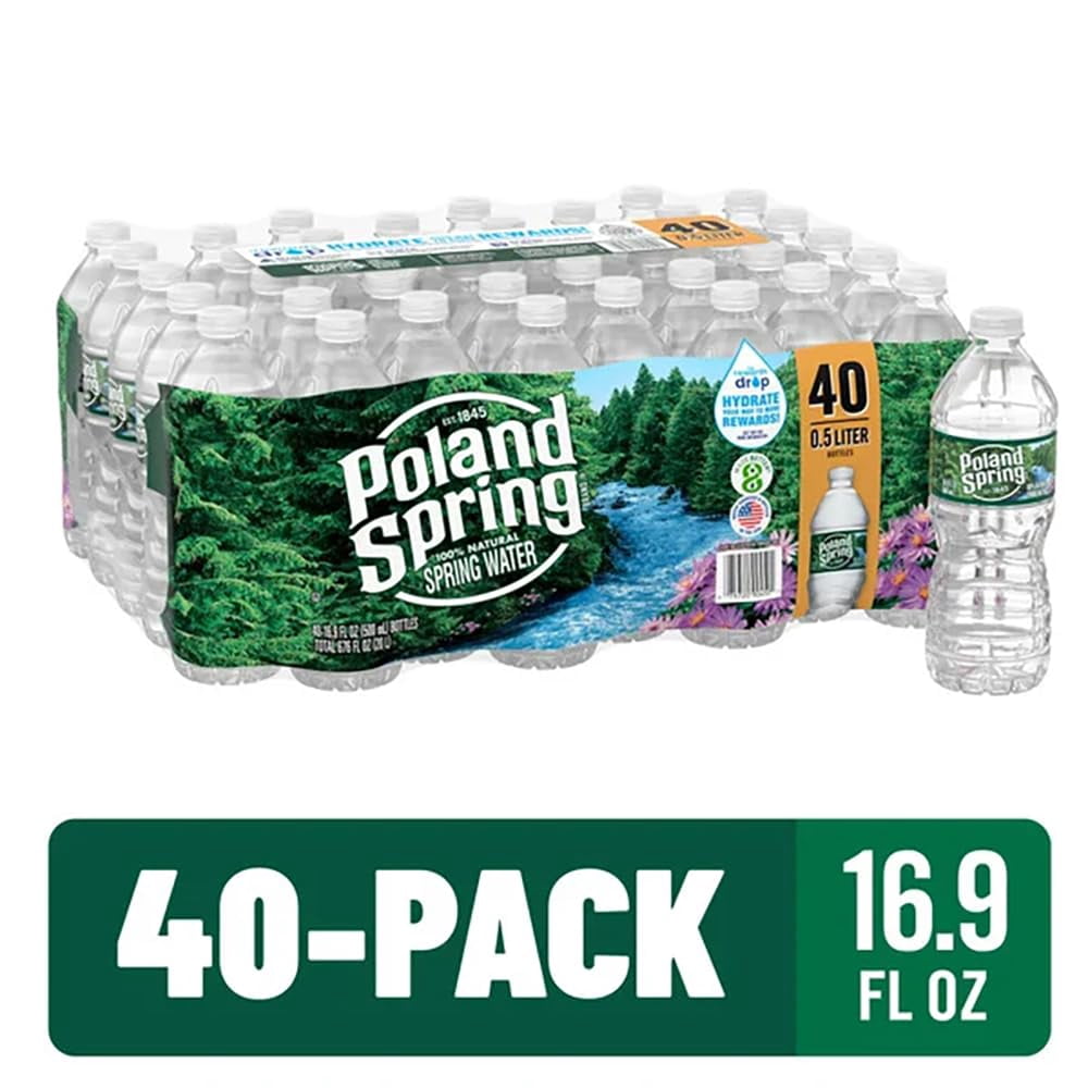 POLAND SPRING Brand 100% Natural Spring Water, 16.9-ounce plastic bottles (Pack of 40)