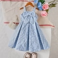 thumbnail image 2 of gdxvjhbj Robes Filles Robe Fille Tout-Petits Lin à Volants Dos Nu Sans Manches Enfants Décontractée Fête Robes 2T 3T (Bleu,2-3 Ans), 2 of 7