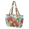 thumbnail image 2 of FORMRS Tote Bag for Women Quilted Large Capacity Travel Work Carry On Shoulder Handbag, Orange Floral Tomatoes, 2 of 7