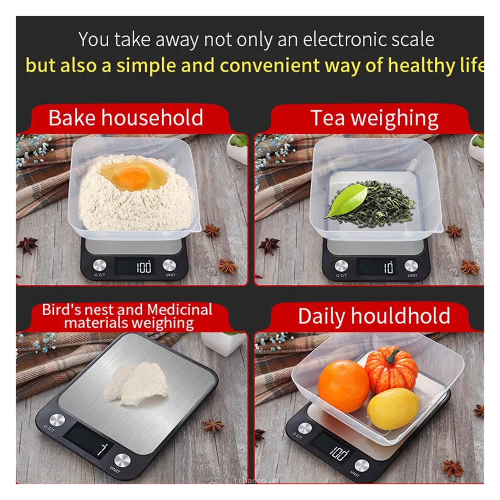 Kitchen Scale Weighing Food Coffee Balance Smart Electronic Digital Scales Stainless Steel Design ,High-Precision Weighing Technology