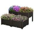 thumbnail image 1 of Outsunny 4-piece Elevated Flower Bed Plastic Brown Planter Box with Legs for Small Spaces, 1 of 10