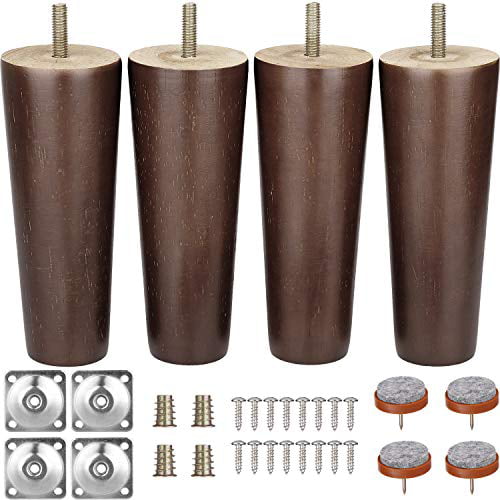 Furniture Legs 6 Inches Sofa Legs Mid Century Modern Walnut Wood Furniture Feet Replacement Legs Nbsp With Leg Mounting Plates Felt Protectors For Sofa Cabinet Couch Ottoman Coffee Table Bench Chair Walmart Com