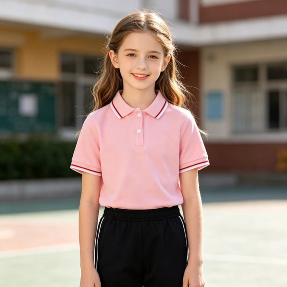 Boys Polo Shirt Short Sleeve Pink Shirt School Uniform Shirts Summer Active Performance Tops for Kid 2T