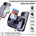 thumbnail image 6 of for iPhone 15 Pro Max Wallet Case, Crossbody Phone Purse with Card Holder for Women, Zipper PU Leather Carrying Cover Gift with Shoulder Strap Kickstand Anti-drop for iPhone 15 Pro Max - Purple, 6 of 10