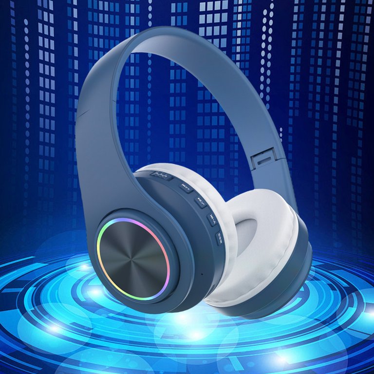 Wireless Bluetooth Headphones With RGB Lights - Foldable Over-Ear Headphones With Mic For Music, Gaming, School