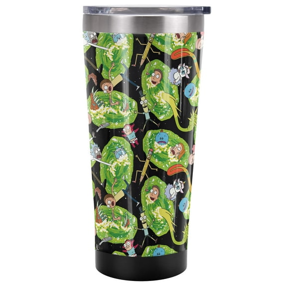Rick And Morty Official Portal Mayhem 20 oz Travel Tumbler, Stainless Steel, Vacuum Insulated with Leak Resistant Slide-Lock Lid