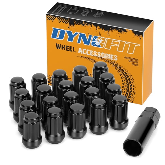 Juego de tuercas Dynofit 12 x 1.5 6 estrías, 20 piezas, negro con llave de enchufe