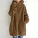 thumbnail image 5 of Sudadera gruesa con capucha para mujer, cárdigan largo con cremallera y bolsillos dobles, prendas de vestir exteriores, ropa de calle de tendencia, Color sólido, 5 of 5