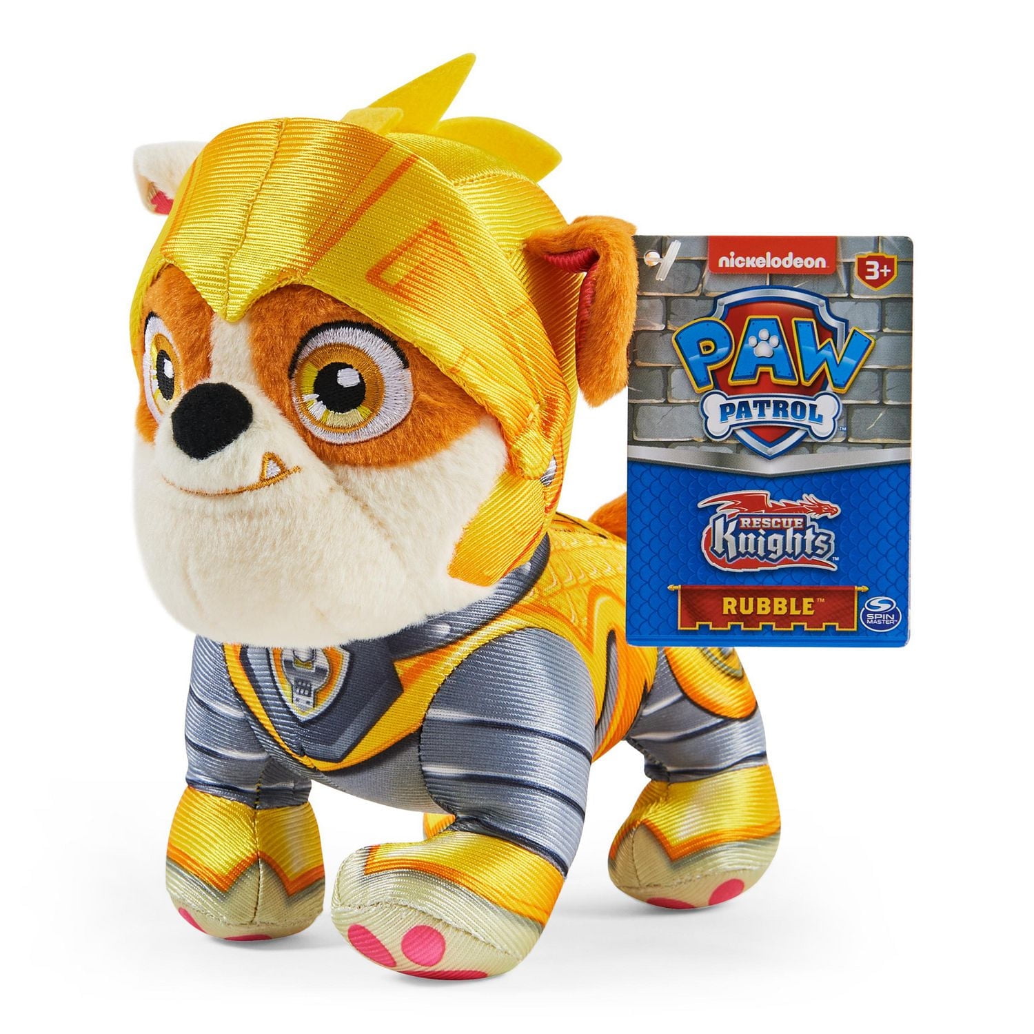 PAW Patrol, Rescue Knights Rubble Stuffed Animal Plush Toy, 8-inch, Kids Toys for Ages 3 and up