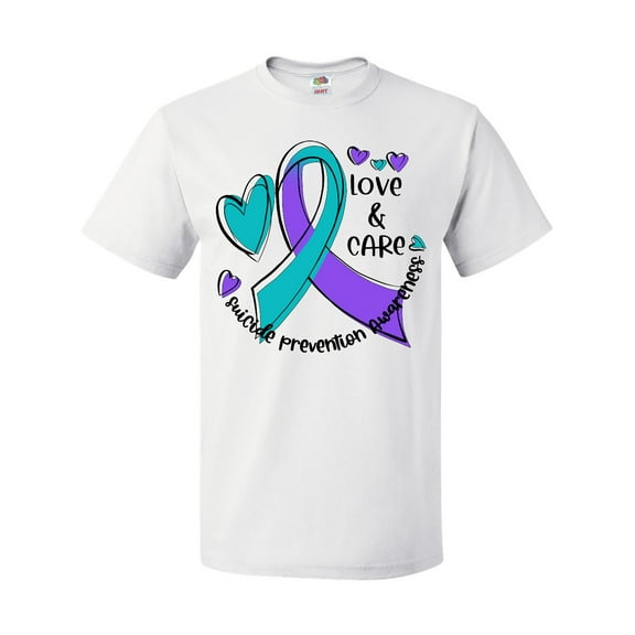 Inktastic Love and Care Suicide Prevention Awareness Ribbon and Hearts T-Shirt
