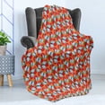 thumbnail image 4 of Tangerine Soft Flannel Fleece Throw Blanket, Abstract Pattern with Sliced and Whole Citrus Fruit with Butterflies, Cozy Plush for Indoor and Outdoor Use, 60" x 80", Multicolor, by Ambesonne, 4 of 5