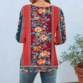 thumbnail image 2 of JTZGDY Womens Henley Shirts Vintage Floral Printed Summer 3/4 Length Sleeve Button Neckline Graphic T-Shirts Loose Dressy Casual Tunic Tees Tops Ladies Elegant Blouse Red S, 2 of 8