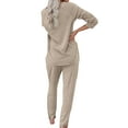 thumbnail image 2 of Sexy Dance Women Loungewear Drawstring Nightwear Elastic Waist Sleepwear Beam Foot Pajamas Sets Home Clothes Lounge Set Khaki XL, 2 of 3