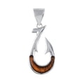 thumbnail image 2 of Beautiful Hawaiian Genuine Koa Wood Fish Hook Necklace, Sterling Silver Fish Hook Pendant, N8863 Birthday Valentine Gift, 2 of 3