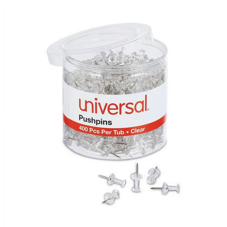 Clear Push Pins, Plastic, Clear, 0.38