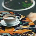 thumbnail image 3 of Ambesonne Floral Fitted Round Tablecloth, Orangish Tropical Flowers, 45"- 56" Diameter, Dark Orange Fern Green, 3 of 5