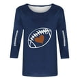 thumbnail image 4 of Sexlip Football Shirts for Women Plus Size Graphic Print Pullover Shirts Casual 3/4 Length Sleeve Crewneck Fall Fashion Tops Blue S, 4 of 4