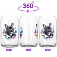 thumbnail image 2 of Funny Watercolor Adorable French Bulldog Peeking Through Torn Paper Effect 16oz Glass Cup Mug Dog Lover Gifts Glass Can - 00026, 2 of 5