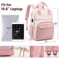 thumbnail image 3 of Lovevook Women's USB Port Nylon Fabric 15.6'' Laptop Backpack, Pink-Beige, 3 of 8