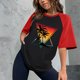 thumbnail image 2 of Tops con estampado de sol de playa de manga corta de ocio con cuello redondo de verano para mujer OAVQHLG3B Store  lin121212, 2 of 5