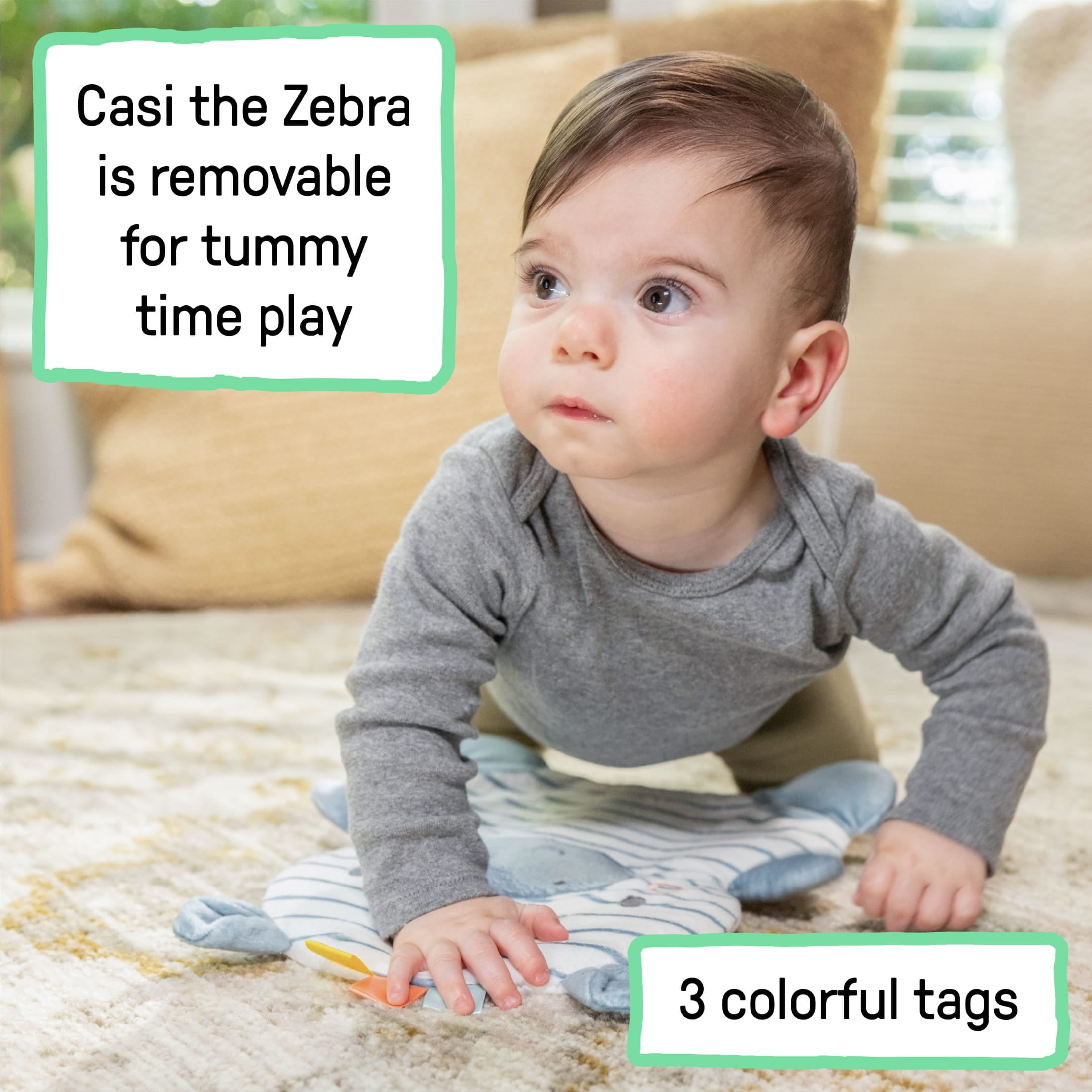 Ingenuity Prop Spot Learn-to-Sit Floor Seat Casi, Blue, Unisex, Ages 4-12 Months