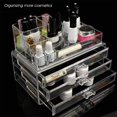 thumbnail image 3 of GoDecor Clear Plastic Acrylic Makeup Case Cosmetic Organizer 3 Drawers Holder Jewelry Lipstick Storage Box, 3 of 5