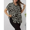 thumbnail image 7 of Cuteduck Womens Plus Size Blouses Leopard Print Button Down Loose Fit Casual Short Sleeve Top 1X-5X, 7 of 7