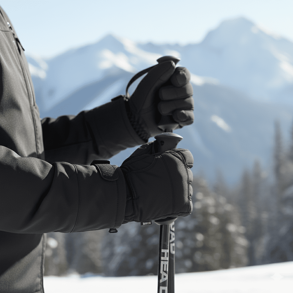 HEAD Unisex Snow Ski Winter DuPont Sorona Gloves w/ Heat Pocket BLACK, M (6-10)