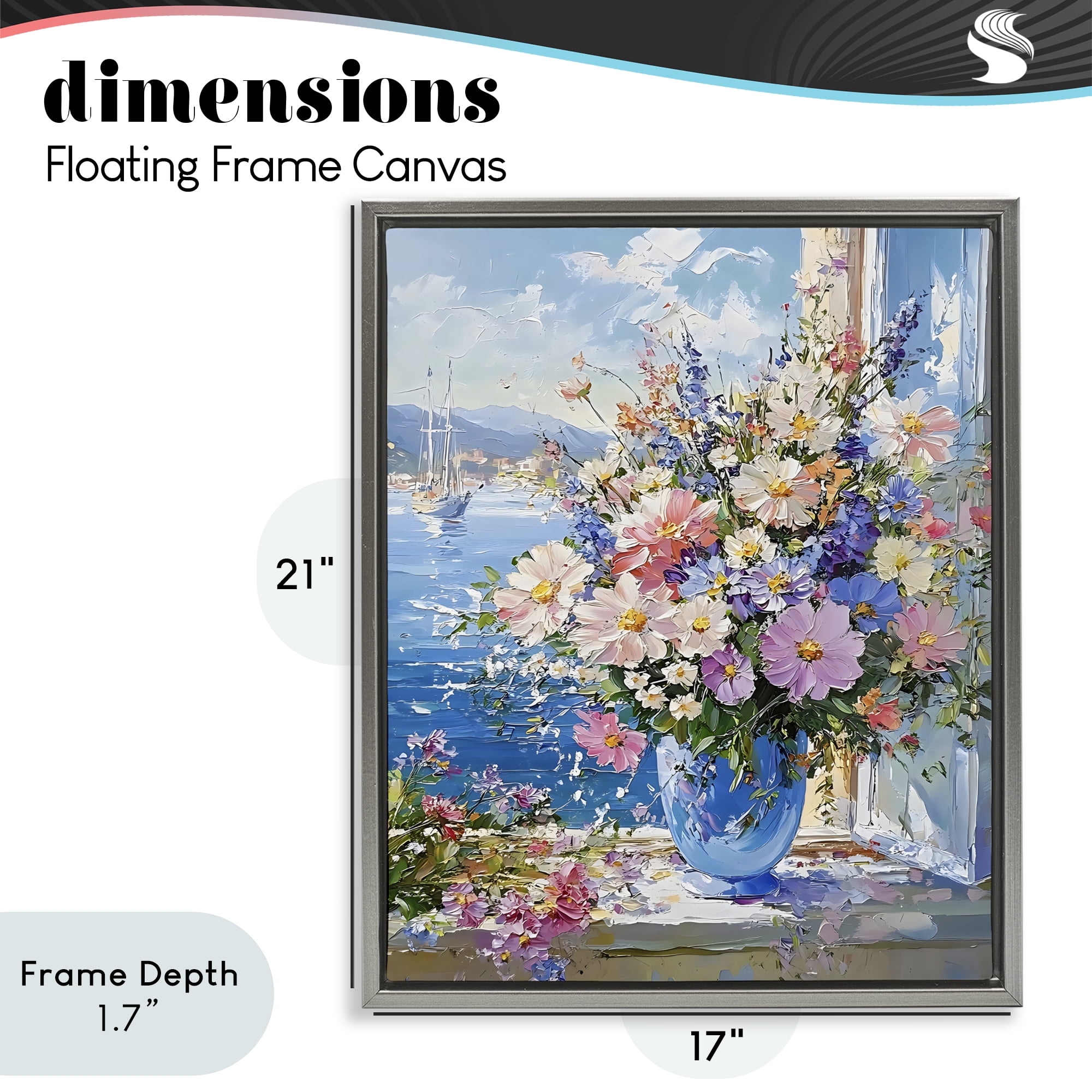 Stupell Industries Beautiful Bouquet on Ledge Gray Framed Floater Canvas Wall Art, design by Creative Studio