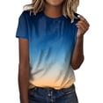thumbnail image 2 of Womens Short Sleeve Tops Gradient Print Round Neck Workout Casual Tshirts Loose Fit Summer Tees 2026 Fashion, 2 of 4
