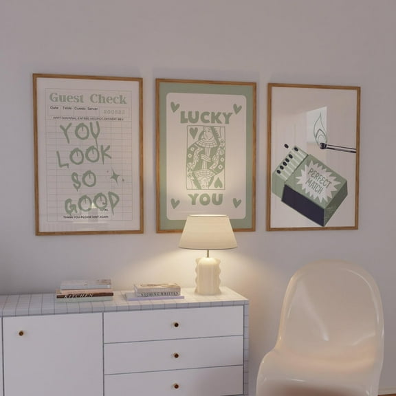 Luvia Sage Green Retro Trendy Prints Dorm Posters College Apartment Decor Girly Prints Sage Green Set Of 3 Living Room Art, Modern Wall Decor Set 3 Prints 8x12 UNFRAMED