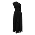 thumbnail image 4 of Women's Fashion Sleeveless Off Shoulder Solid Color Waist Defining Full Skirt Dress Black M, 4 of 7
