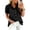 Black, variant on Stralyhd Summer Tops for Women Short Puff Sleeve Button Down Shirt Ruffle Blouse Business Casual V Neck Top Deep Red XL