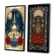 thumbnail image 3 of Designart "Vintage Eastern Architecture with Red Roses" Futuristic Architecture Framed Wall Art Set Of 2 - Industrial Gold Framed Canvas Set For Living Room Decor, 3 of 6