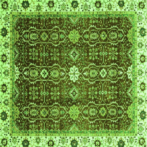 Ahgly Company Indoor Square Abstract Green Modern Area Rugs, 8' Square