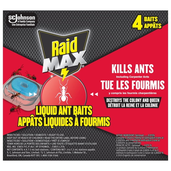 Raid Max Liquid Ant Killer Baits and Trap, Child Resistant, 4 Count