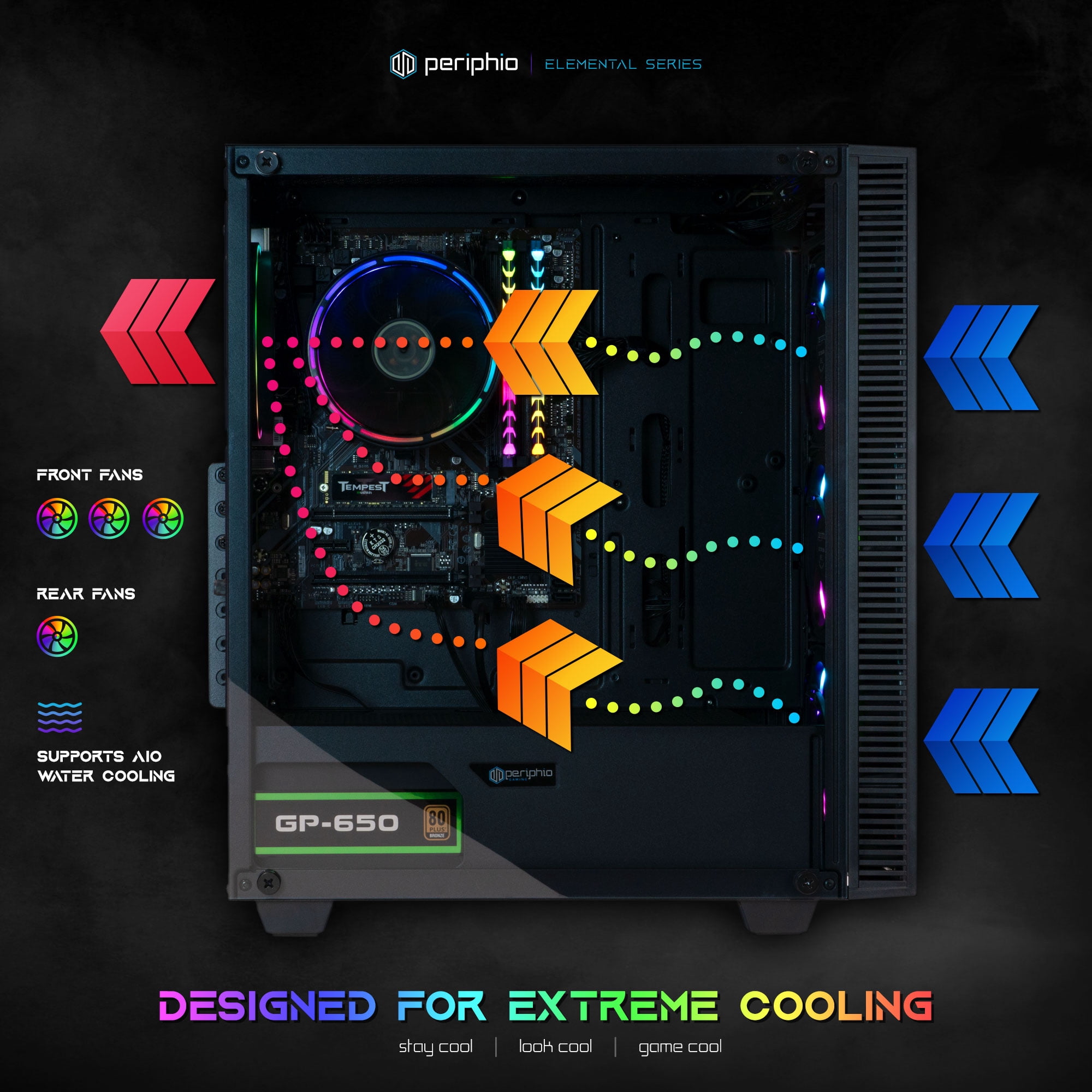 Periphio Terra Gaming PC Desktop - AMD Ryzen 5 (4.4GHz Turbo), Radeon Vega 7 iGPU, 16GB RAM, 1TB NVMe SSD, Windows 11 Gaming Computer, WiFi + BT