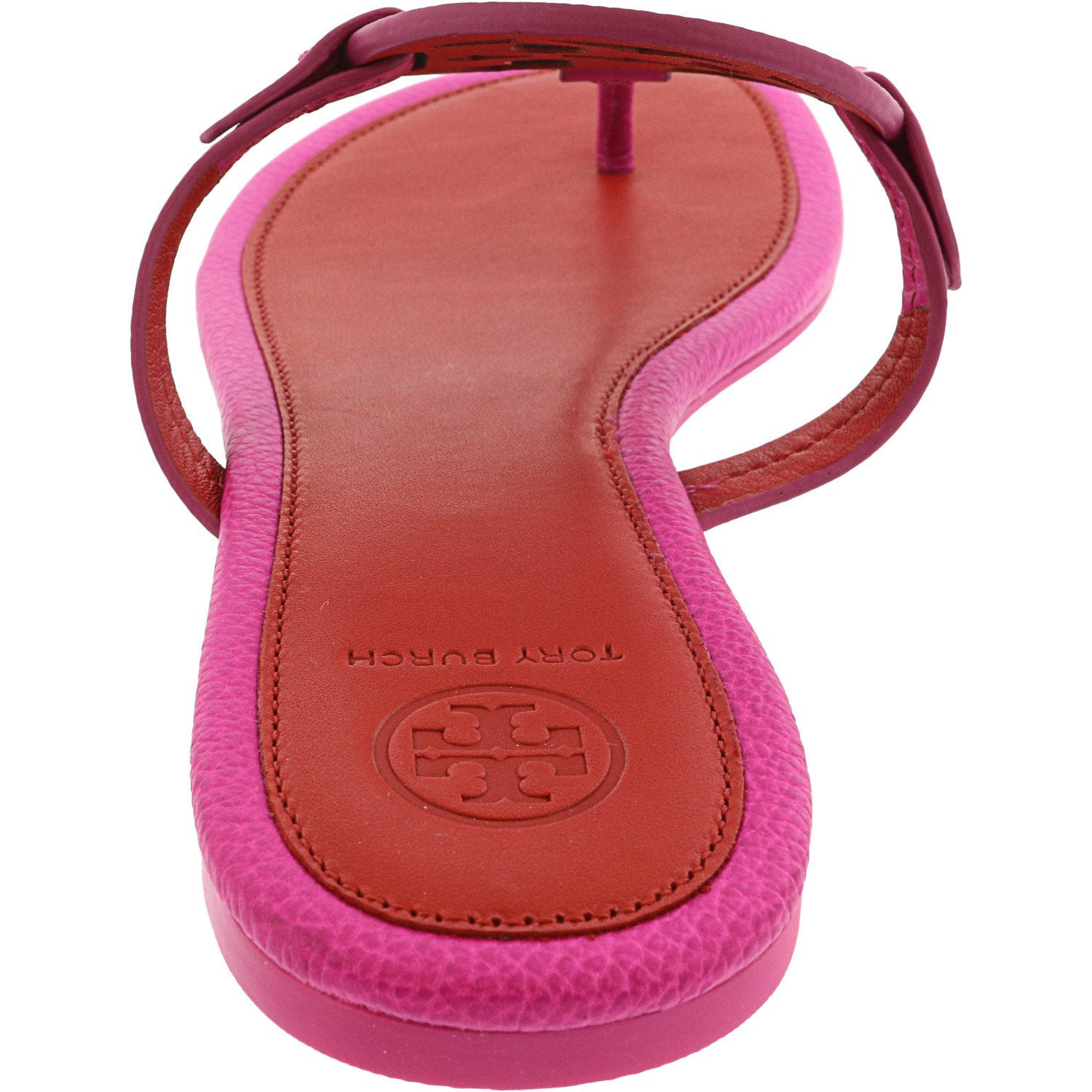 Tory Burch Women's Miller Tumbled Leather Imperial Pink / Brilliant Red  Ankle-High Sandal - 9M 