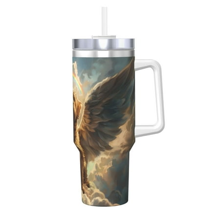 

Salouo Cloud Rainbow Winged Dog for 40oz Water Bottle with Handle & Flip Straw - Stainless Steel Vacuum Insulated Tumbler-Reusable Travel Coffee Mug- Gifts for Women & Men