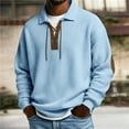 thumbnail image 2 of Men's Retro Golf Pullover - Long Sleeve Collared Oversized Western Textured Casual Sweatshirt, Sky Blue, XXL, 2 of 6