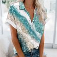 thumbnail image 2 of Pompotops Blouse Décontractée à Col pour Femmes Manches Courtes Imprimé Chemise Ample Boutons Cardigan Liquidation, 2 of 5
