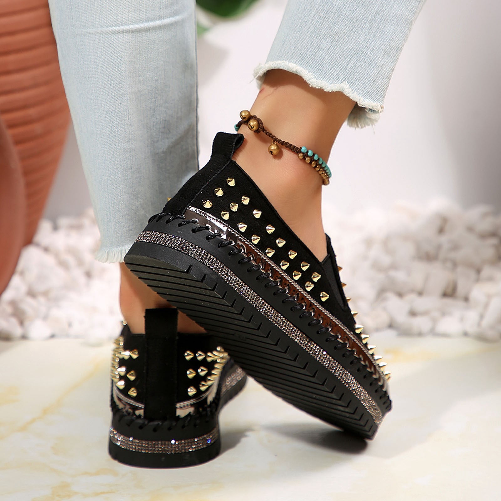 Chenyee Loafers for Women Casual Slip On Sneakers Vintage Comfortable Non Slip Work Shoes