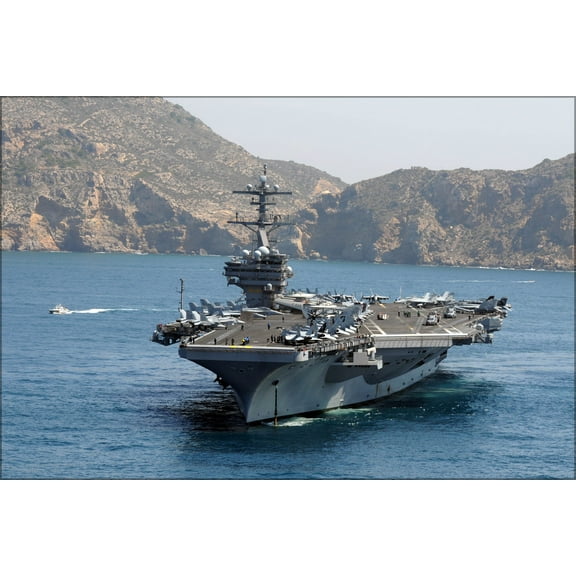 24"x36" Gallery Poster, aircraft carrier USS George H.W. Bush (CVN 77) Cartagena, Spain