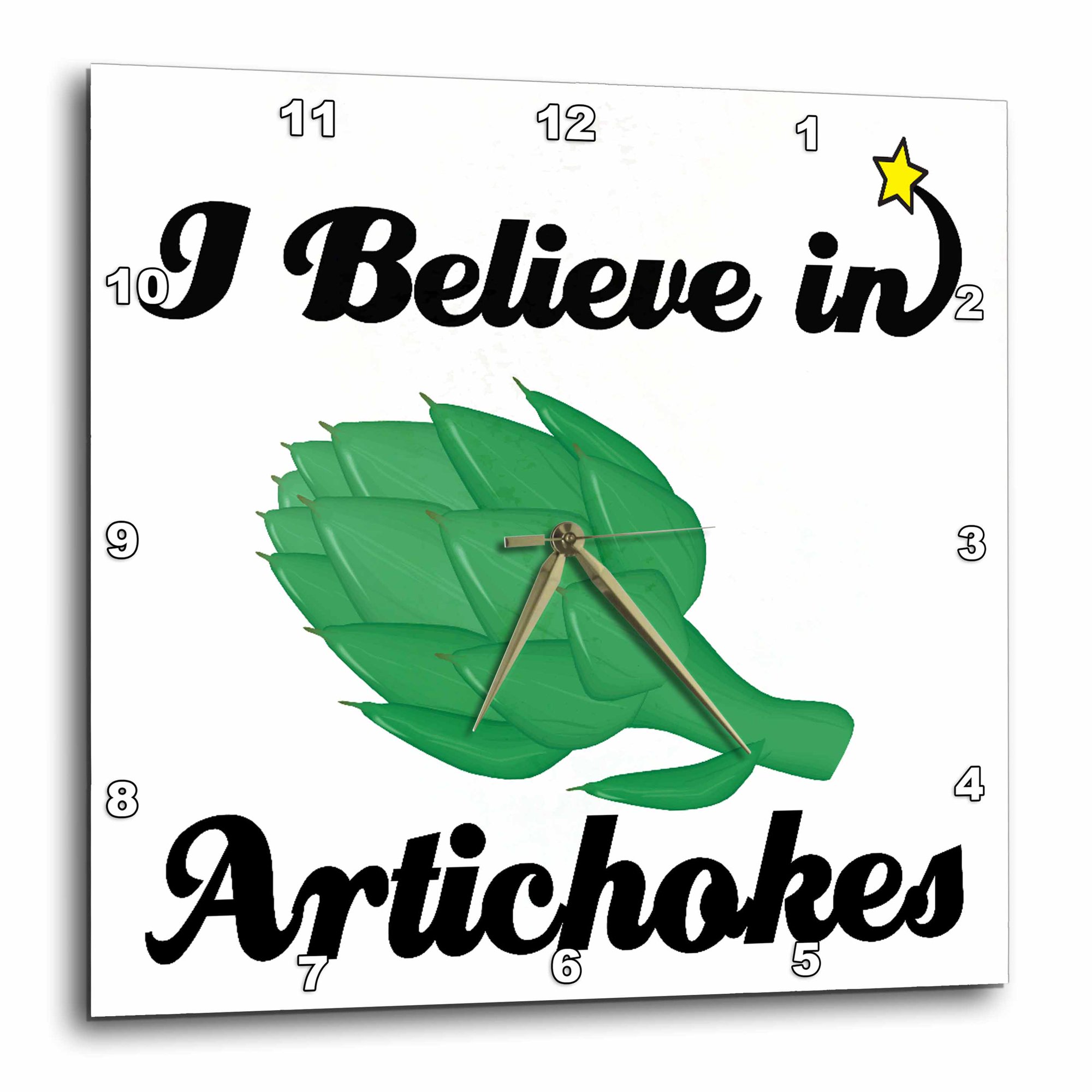 3drose, I Believe in Artichokes, 10x10 Wall Clock