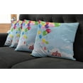 thumbnail image 5 of Ambesonne Circus Throw Pillow Cover 4 Pack, Carnival Tent Balloons, 16", Multicolor, 5 of 5