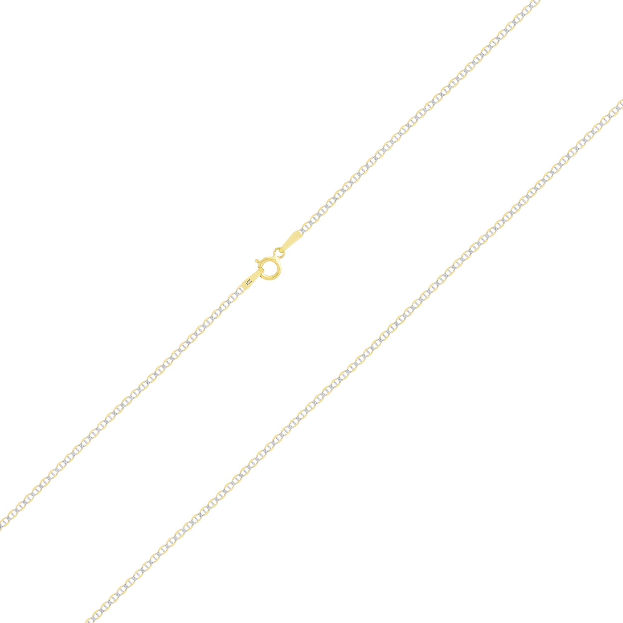 Nuragold 10k Real Yellow Gold Solid Mariner 1.5mm Anchor Chain Pave Diamond Cut Necklace (16"-26") Dainty Two Tone Italian Jewelry for Women