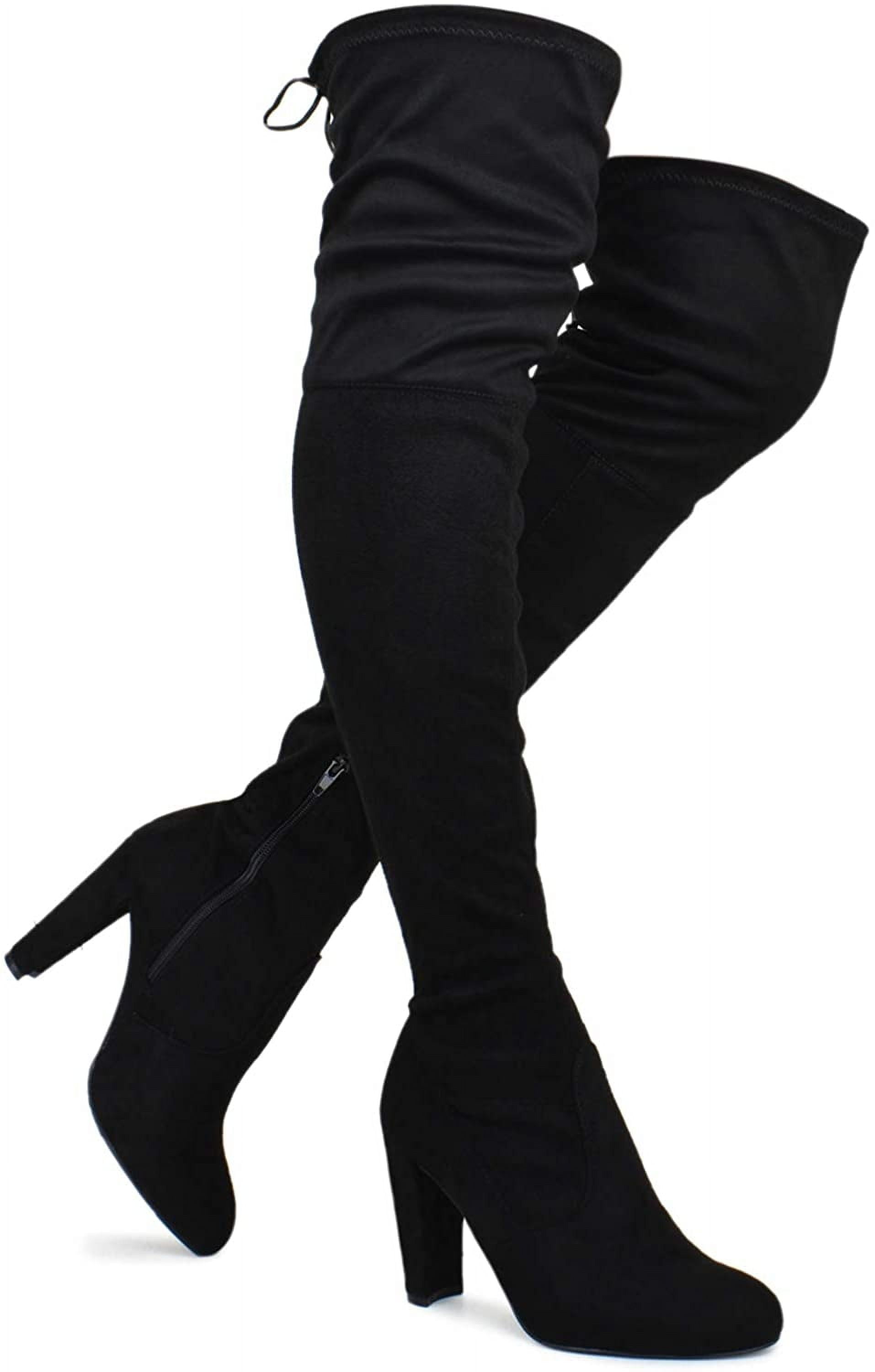 Wild Diva Lounge Amaya-01 Women's Over The Knee Tie Up High Block