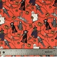 thumbnail image 2 of Halloween Dancing Monsters on Orange 100% Cotton Fabric, 2 of 3
